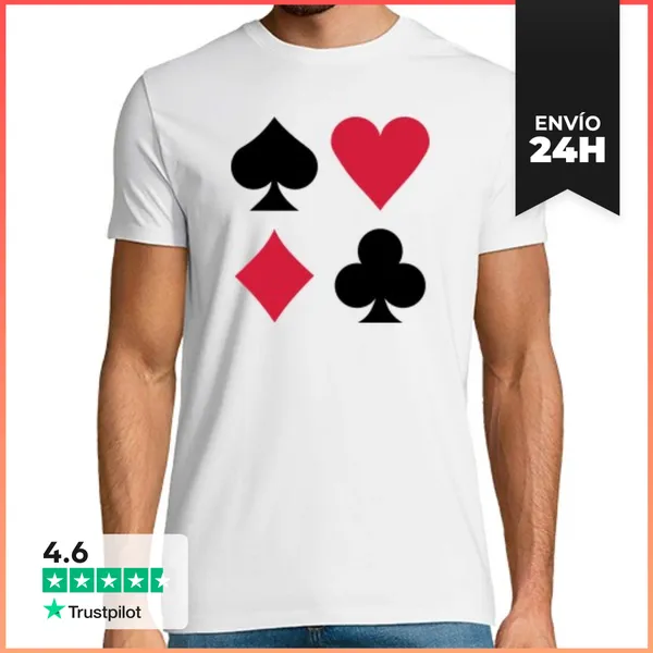 Camiseta Hombre Clásica Colores Mazo De Cartas De Póquer