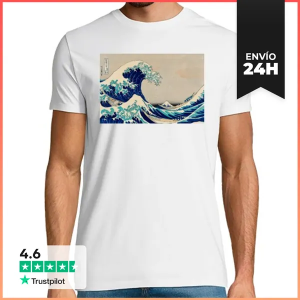 Camiseta Hombre Clásica La Gran Ola De Kanagawa - Japon