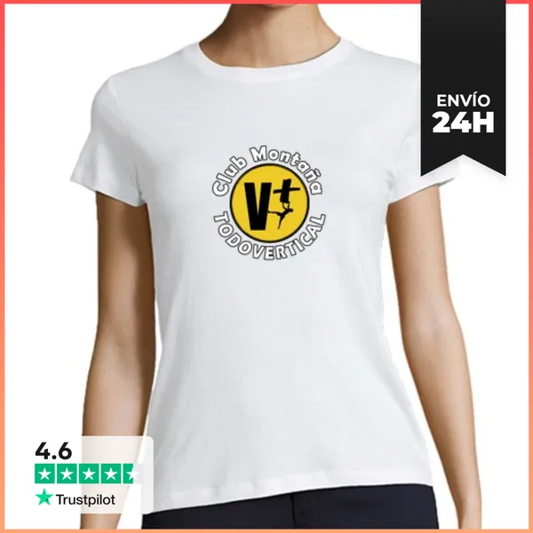 Camiseta Mujer Clásica Mujer, Manga Corta, Blanca, Calidad