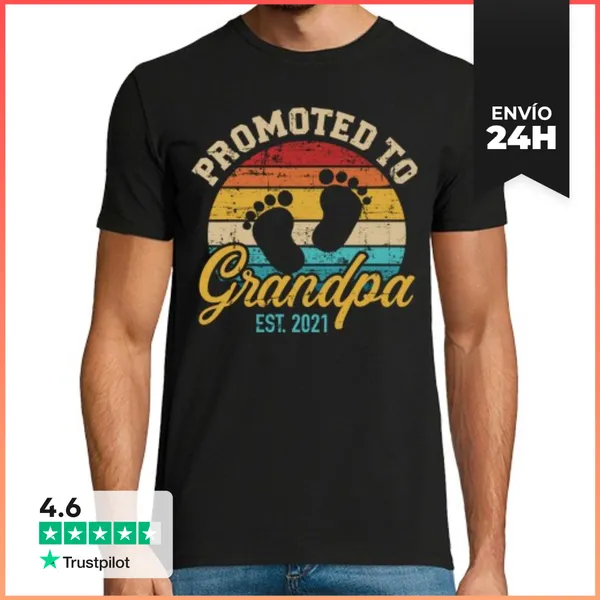 Camiseta Hombre Clásica Ascendido A Abuelo 2021 Vintage Retro