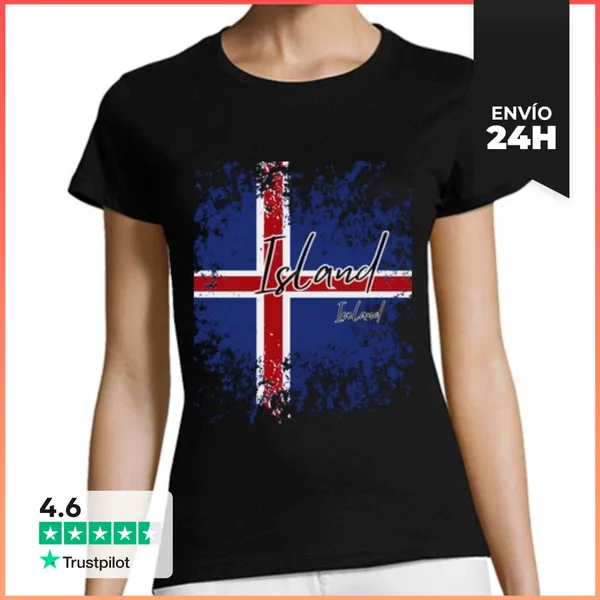 Camiseta Mujer Clásica Bandera Islandia, Orgullo Islandés
