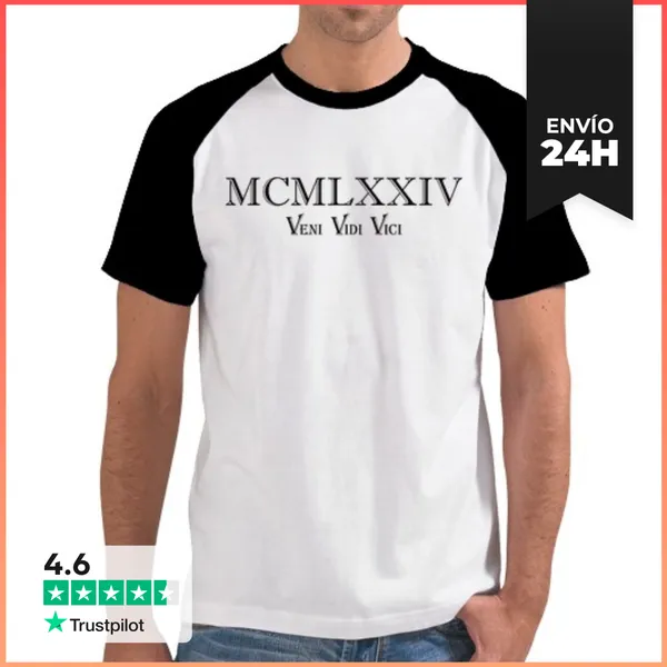 Camiseta Hombre, Estilo Béisbol 1974 Veni Vidi Vici MCMLXXIV