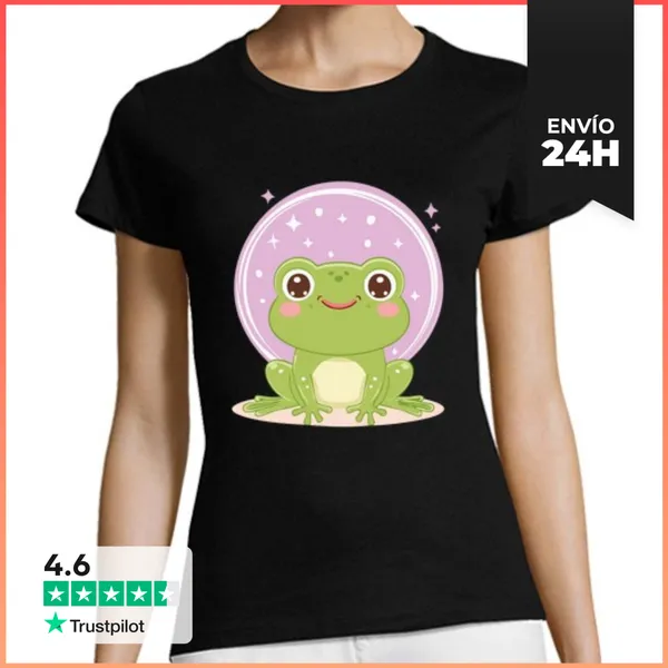 Camiseta Mujer Clásica Rana Kawaii Verde LaTostadora