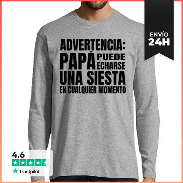 Camiseta Hombre Manga Larga Papá Puede Echarse Una Siesta