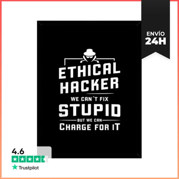 Cuadro Con Marco Vertical Hacker Ético Hacker De Sombrero Blanco