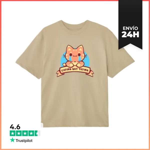 Camiseta Oversize Llorando Pero Intentando - Camiseta Oversized