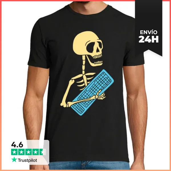 Camiseta Hombre Clásica Esqueleto Con Teclado LaTostadora