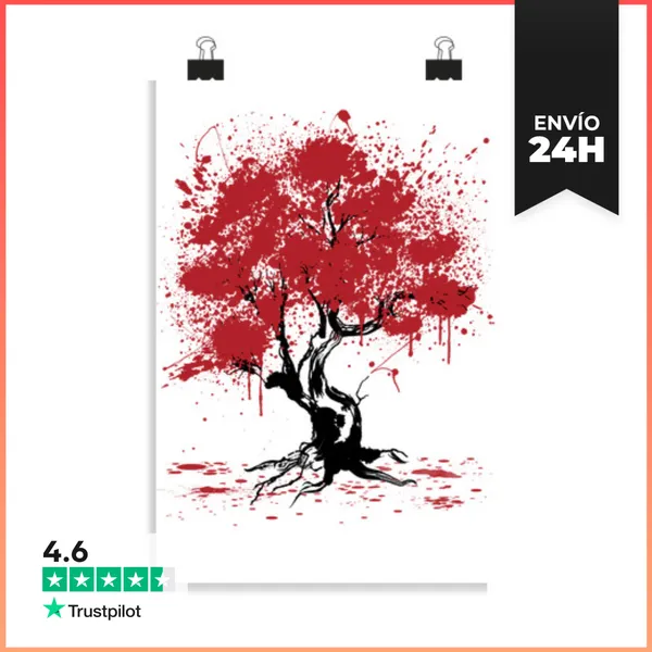 Póster Vertical Sakura Tree Painting LaTostadora