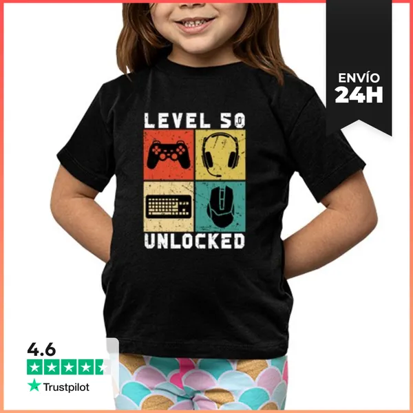 Camiseta Clásica Para Niños 50 Level Unlocked 2 000019