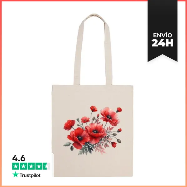 Bolsa De Tela Bolso De Mano Con Ramo De Amapolas Y Flores