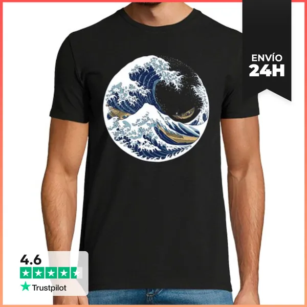 Camiseta Hombre Clásica La Gran Ola Circular LaTostadora
