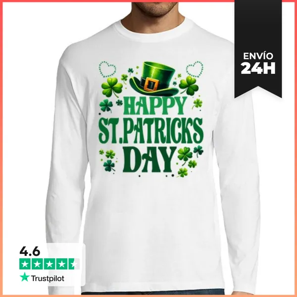Camiseta Hombre Manga Larga Día De San Patricio Irlandés