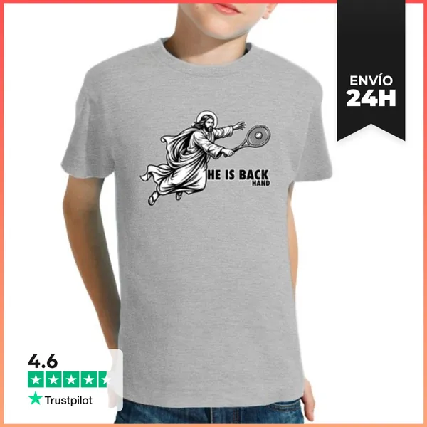 Camiseta Clásica Para Niños Jesús Tenis Sátira - Él Ha Vueltomano