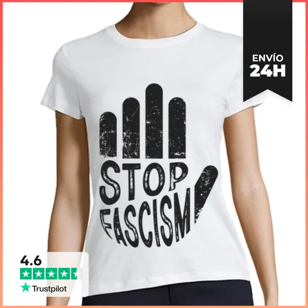 Camiseta Mujer Clásica STOP FASCISM BLACK LaTostadora