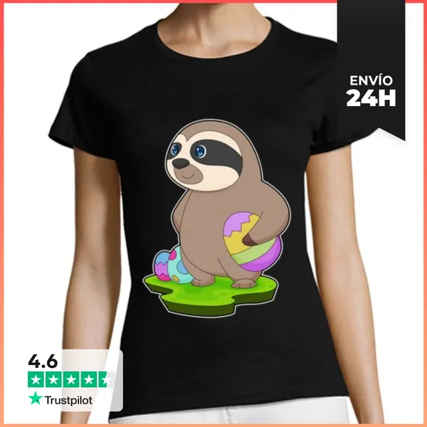 Camiseta Mujer Clásica Perezoso Pascua Huevos De Pascua