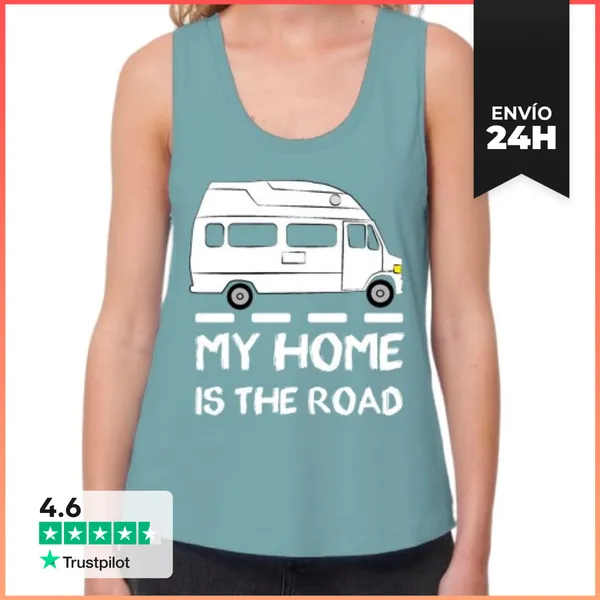 Camiseta Mujer Sin Mangas, Loose Fit My Home Is The Road