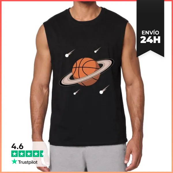 Camiseta Sin Mangas Divertido Diseño De Baloncesto Con Astr