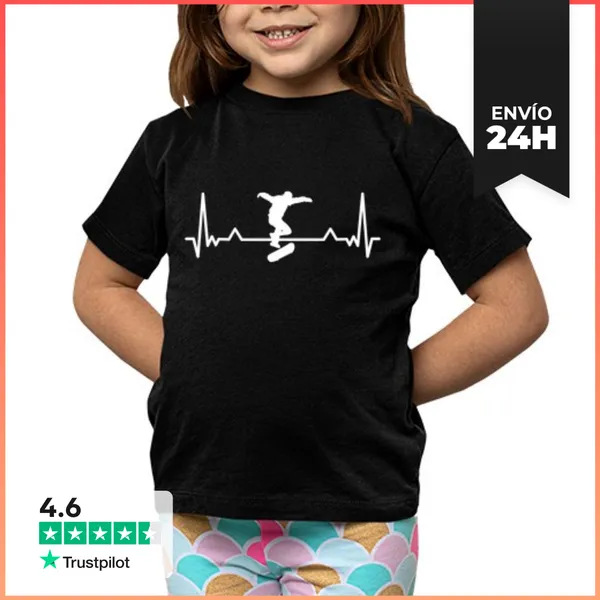 Camiseta Clásica Para Niños Skateboarding Heartbeat Line Regalo