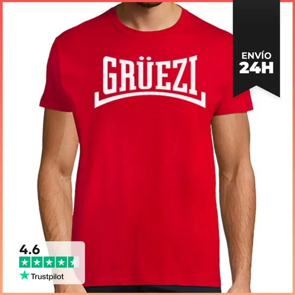 Camiseta Hombre Clásica Grüezi Rotulación Suiza Cóncava W