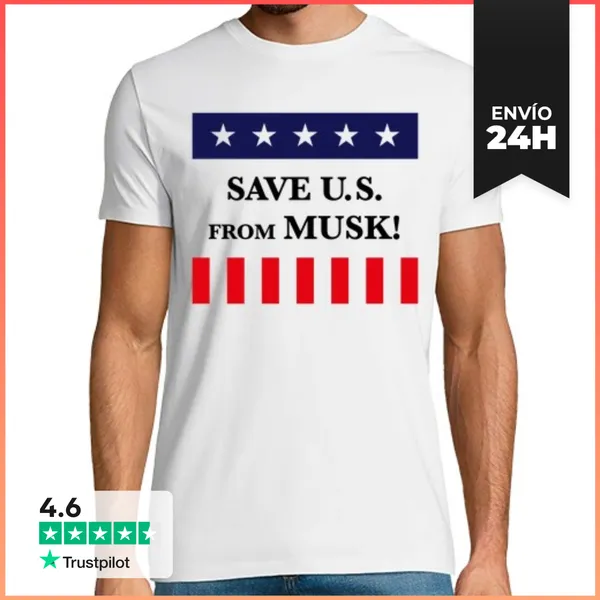Camiseta Hombre Clásica Sálvanos De Musk - Estados Unidos - Amé