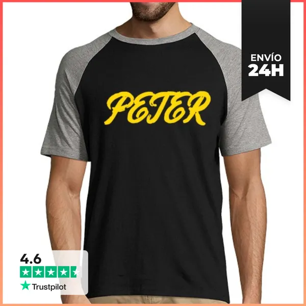 Camiseta Hombre, Estilo Béisbol Texto Amarillo LaTostadora