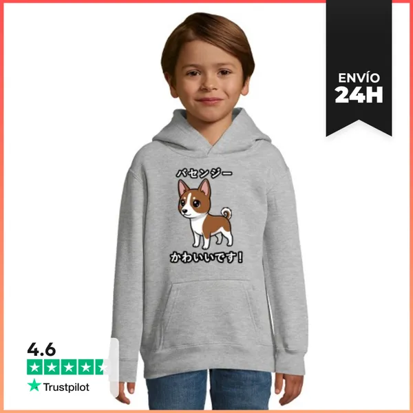 Sudadera Para Niños Con Capucha Perro Basenji Lindo Estilo