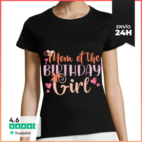 Camiseta Mujer Clásica Mamá De La Niña De Cumpleaños Familia
