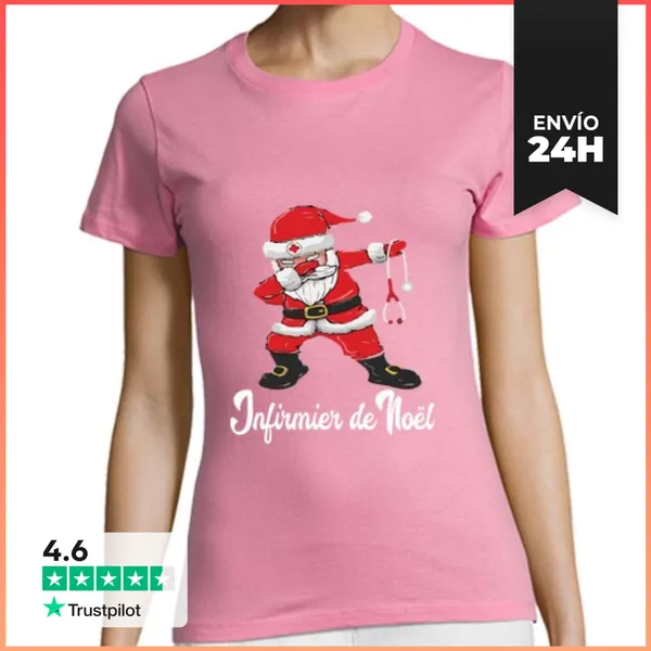 Camiseta Mujer Clásica Papá Navidad Enfermero Santa Dab Versión