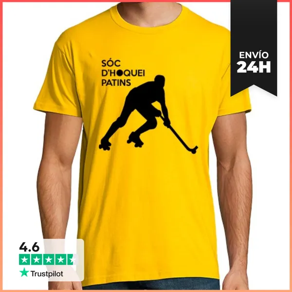 Camiseta Hombre Clásica Hockey Patines 2 Negro LaTostadora