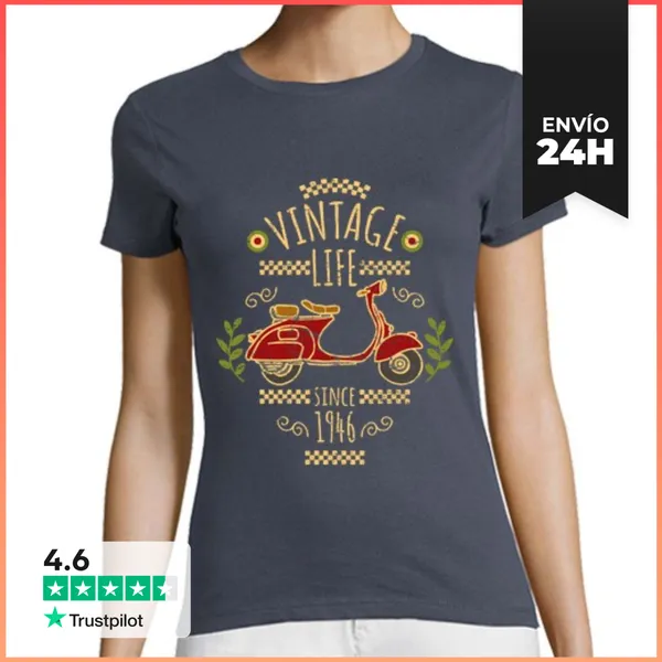 Camiseta Mujer Clásica Scooter Vintage Life 1946 LaTostadora