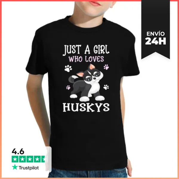 Camiseta Clásica Para Niños Solo Una Chica Que Ama A Los Huskys