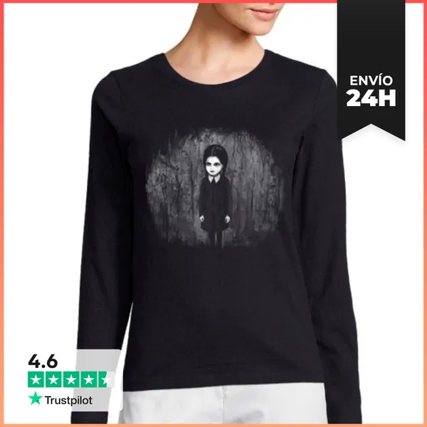 Camiseta Mujer Manga Larga Miércoles Niño Está Lleno De Dolor