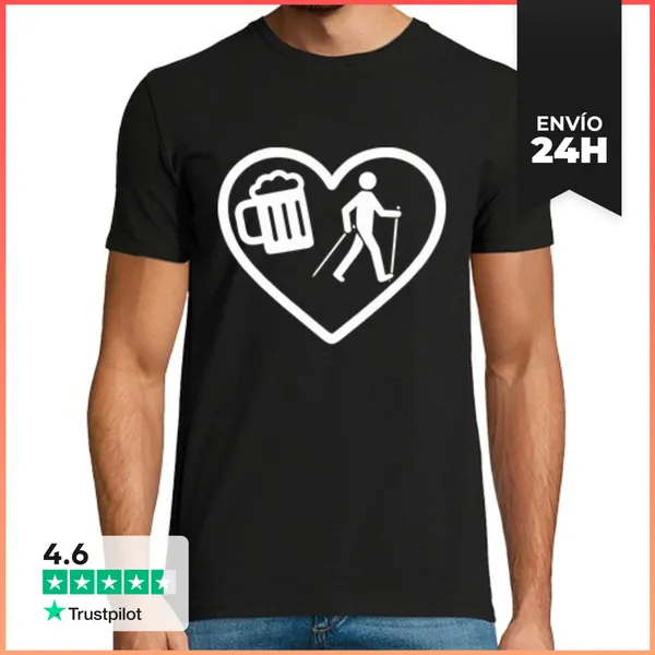 Camiseta Hombre Clásica Humor Aperitivo Marcha Nórdica Abuelo