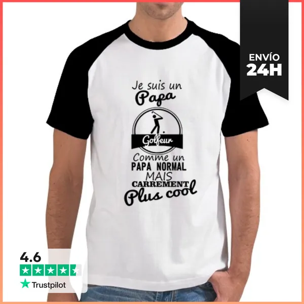 Camiseta Hombre, Estilo Béisbol El Papá Más Fresco Del Golfista