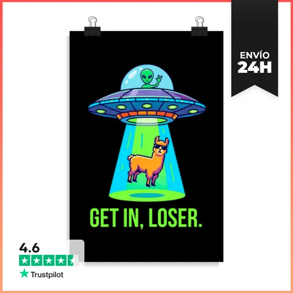 Póster Vertical Abducción Alienígena Llama Sube Perdedor Ovni