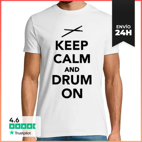 Camiseta Hombre Clásica Mantener La Calma Y El Tambor En
