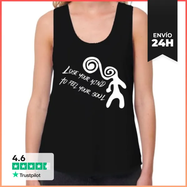 Camiseta Mujer Sin Mangas, Loose Fit Pierde La Cabeza Para Sentir