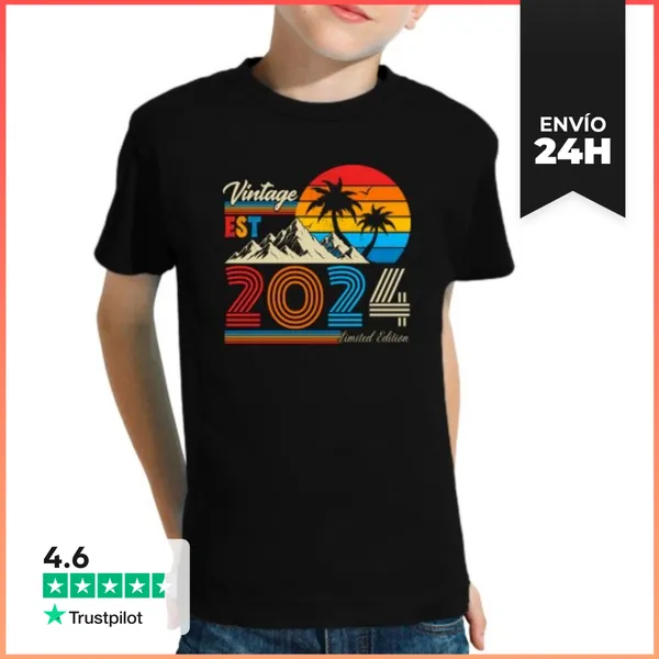 Camiseta Clásica Para Niños Vintage 2024 Estilo Retro Palmeras