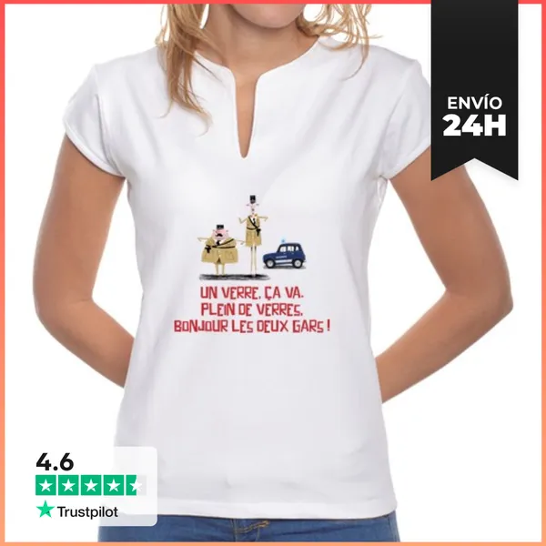 Camiseta Mujer Cuello Mao Un Vaso Está Bien LaTostadora
