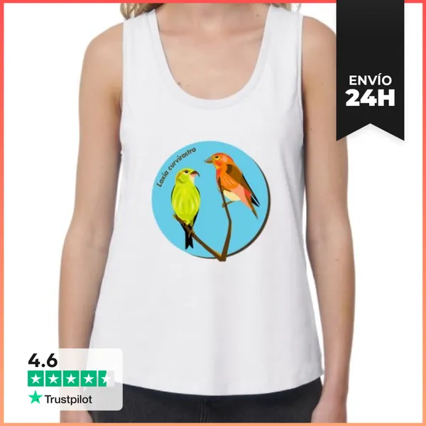 Camiseta Mujer Sin Mangas, Loose Fit Piquituerto - Loxia