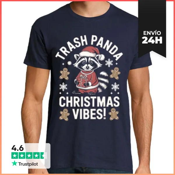 Camiseta Hombre Clásica Vibraciones Navideñas De Panda De Basur