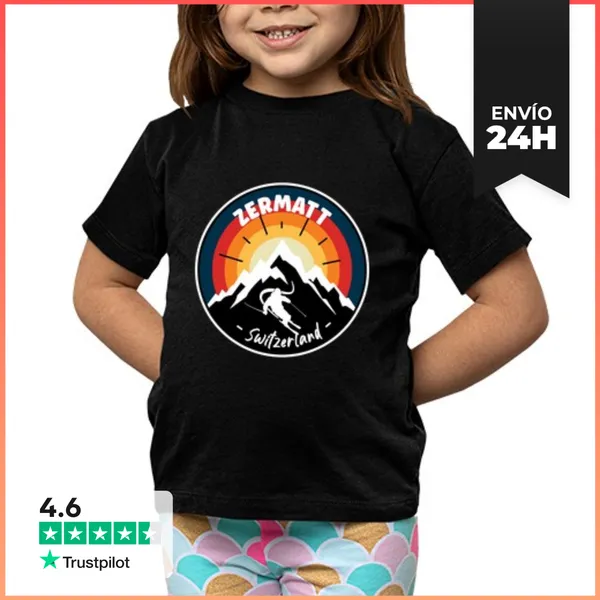 Camiseta Clásica Para Niños Esquiar En Zermatt Suiza Vintage