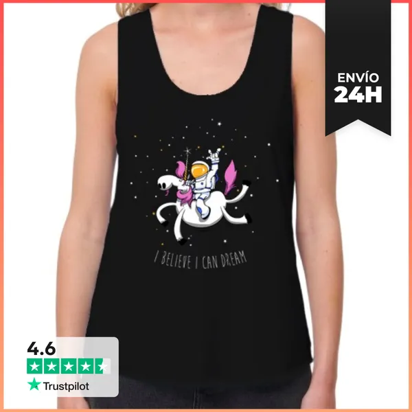 Camiseta Mujer Sin Mangas, Loose Fit Creo Que Puedo Soñar