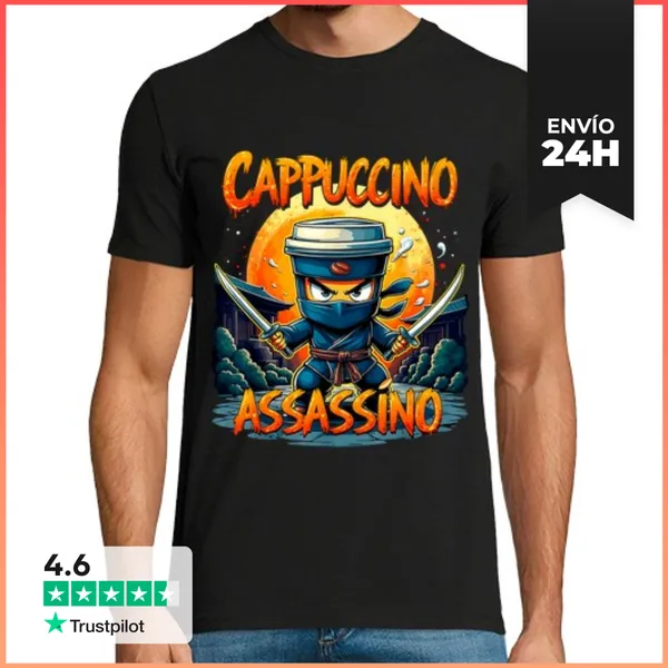 Camiseta Hombre Clásica Cappuccino Assassino Brainrot Italiano