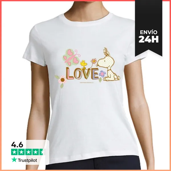 Camiseta Mujer Clásica Snoopy And Woodstock Love LaTostadora