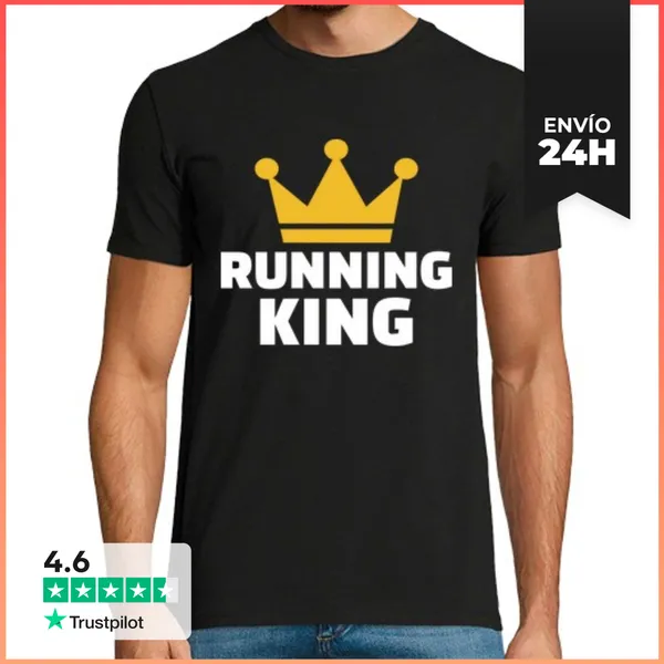 Camiseta Hombre Clásica Rey Corriendo LaTostadora
