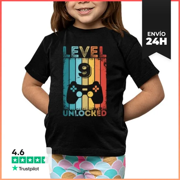Camiseta Clásica Para Niños Nivel De Juego 9 Desbloqueado Noveno