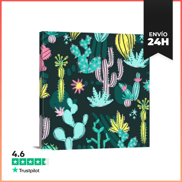 Lienzo Cuadrado Cáctus Estampado Lienzo LaTostadora