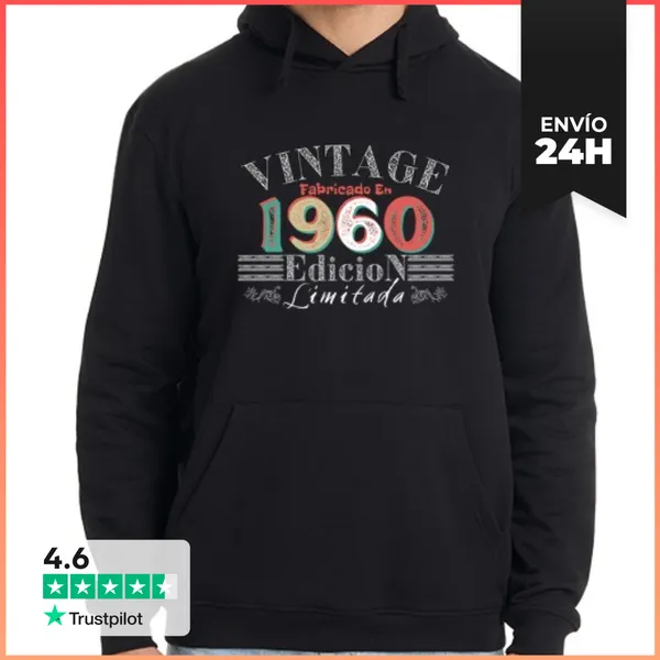 Sudadera Unisex Con Capucha Vintage Fabricado En 1960 Regalo