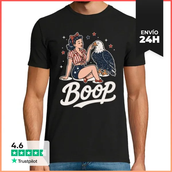 Camiseta Hombre Clásica Boop Chica Estadounidense Vintage Y